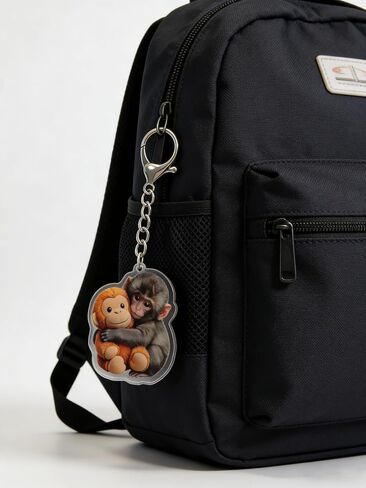 2Pack Punch Monkey Keychain Set, Funny Punch Monkey Plush Acrylic Keychain & Bag Charm, Cute Monkey Keychain for Keys, Backpack & Zipper Pulls, Animal Lover Gifts for Monkey Enthusiasts in Saudi Arabia
