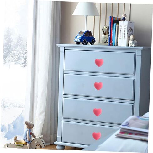 Holibanna 4pcs Pink Heart Shaped Drawer Handles Soft PVC Cute Cabinet Pulls for ’ Room Wardrobe Furniture Accessories in Saudi Arabia
