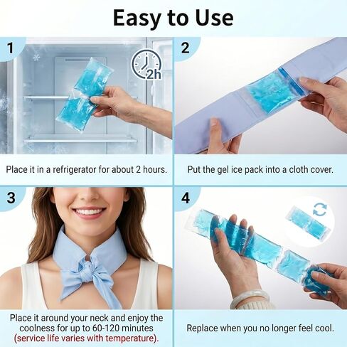 Neck Cooling Wrap for Hot Weather – Reusable Ice Pack for Neck, Cold Gel Wrap for Summer Heat Relief, Outdoor Sports, Travel, Gym – Soft Breathable Fabric, Hands-Free Flexible Design in Saudi Arabia