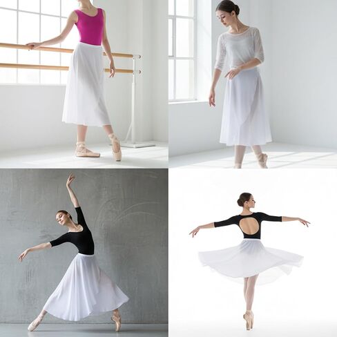 White Ballet Wrap Skirt for Women, Ladies Long Dance Skirt White Elegant Skirts Elastic Waist Ballet Skirts for Adult Ladies Big Girls in Kuwait