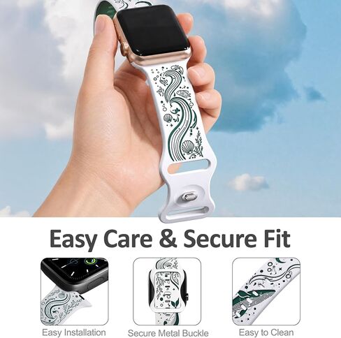 Whale Engraved Band Compatible with Apple Watch 38/40/41/42/44/45/46/49mm, Two-Layer Sculpted Ocean Design Soft Silicone Strap for Women, Series 11 10 SE Ultra 9 8 7 6 5 4 3 2 1 in Saudi Arabia