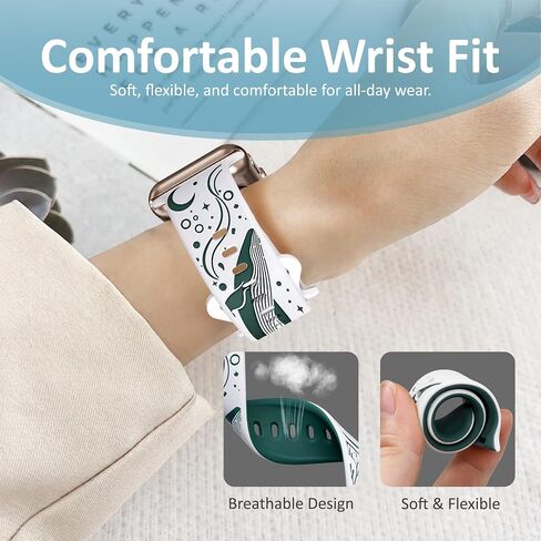 Whale Engraved Band Compatible with Apple Watch 38/40/41/42/44/45/46/49mm, Two-Layer Sculpted Ocean Design Soft Silicone Strap for Women, Series 11 10 SE Ultra 9 8 7 6 5 4 3 2 1 in Saudi Arabia