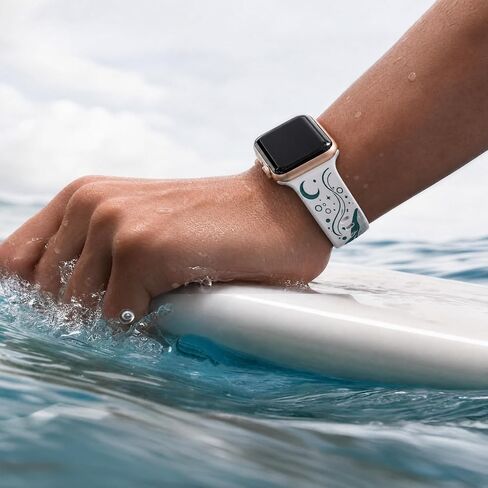 Whale Engraved Band Compatible with Apple Watch 38/40/41/42/44/45/46/49mm, Two-Layer Sculpted Ocean Design Soft Silicone Strap for Women, Series 11 10 SE Ultra 9 8 7 6 5 4 3 2 1 in Saudi Arabia