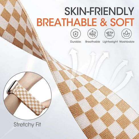 6Pack Stretchy Printed Nylon Bands Compatible for Apple Watch 38mm 40mm 41mm 42mm 44mm 45mm 49mm | Floral Checkered Aesthetic Lightweight Breathable Everyday Wear | Women Cute Replacement Wristband for iWatch SE Series 11 10 9 8 7 6 5 4 3 Ultra in Kuwait
