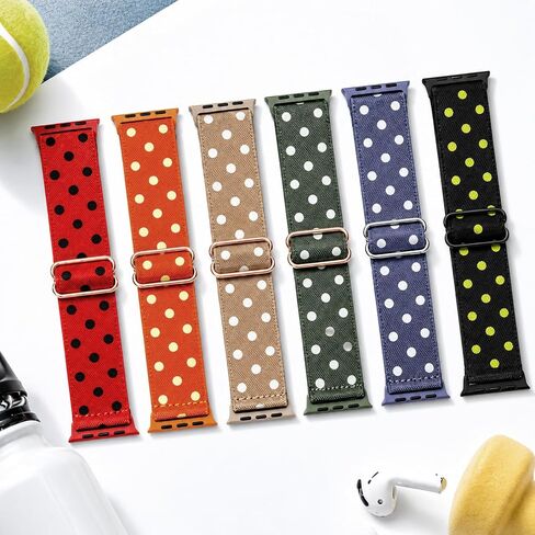 6Pack Stretchy Printed Nylon Bands Compatible for Apple Watch 38mm 40mm 41mm 42mm 44mm 45mm 49mm | Floral Checkered Aesthetic Lightweight Breathable Everyday Wear | Women Cute Replacement Wristband for iWatch SE Series 11 10 9 8 7 6 5 4 3 Ultra in Kuwait