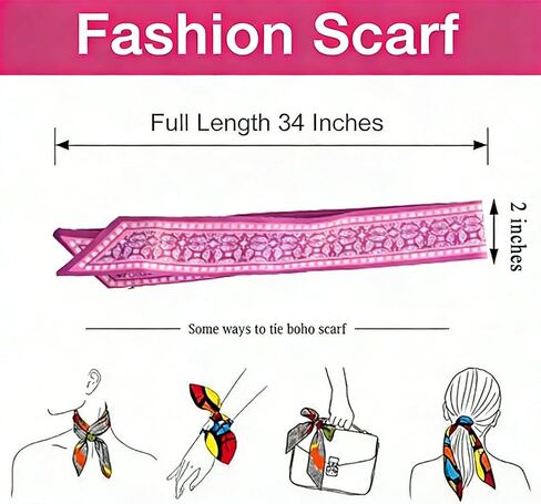 4PCS Fashion Silk Scarves for Women Skinny Neck Head Scarves Purse Scarf Headbands for Bags Hair Accessories in Saudi Arabia