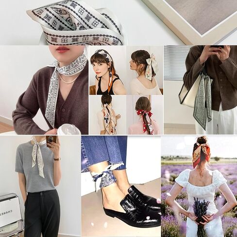 4PCS Fashion Silk Scarves for Women Skinny Neck Head Scarves Purse Scarf Headbands for Bags Hair Accessories in Saudi Arabia