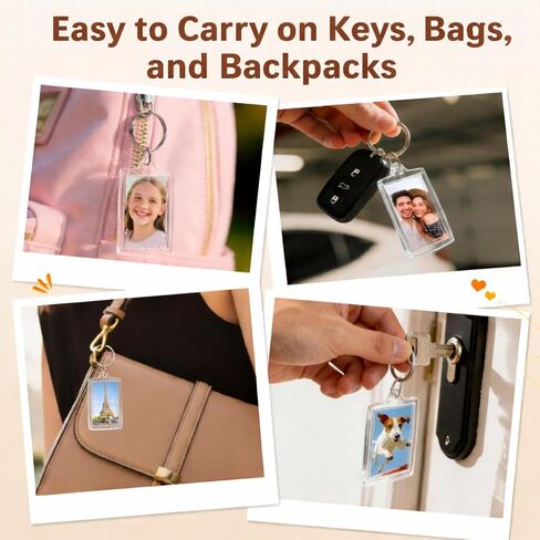 20 Pack Acrylic Photo Keychains, Clear Picture Frame Keychain Inserts for 1.76 x 1.37 Inch Photos, 2.16 x 1.7 Inch Outer Size, DIY Personalized Keepsake Gift for Keys, Bags, Backpacks in Saudi Arabia