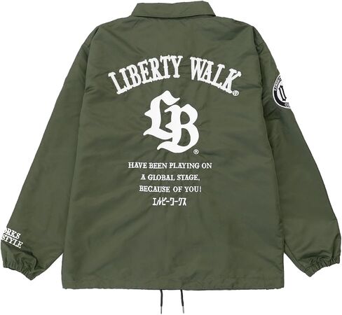 Liberty Walk LBWK JDM Coach Jacket Thorn Logo Khaki Car Enthusiast Streetwear Tuner Apparel in Saudi Arabia