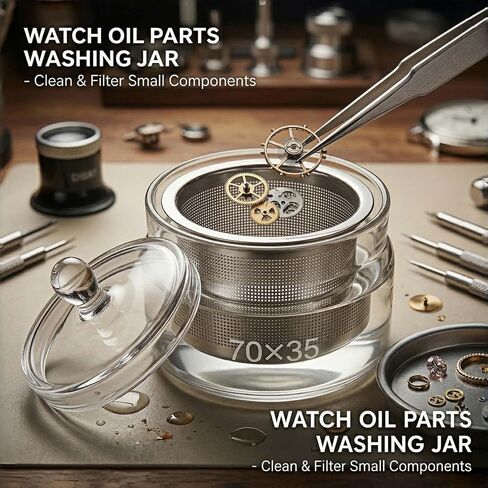 Watch Cleaning Kit with Glass Container, Stainless Steel Strainer | Professional Watch Oil Washing Jar, Watch Repair Tools & Kits in Saudi Arabia