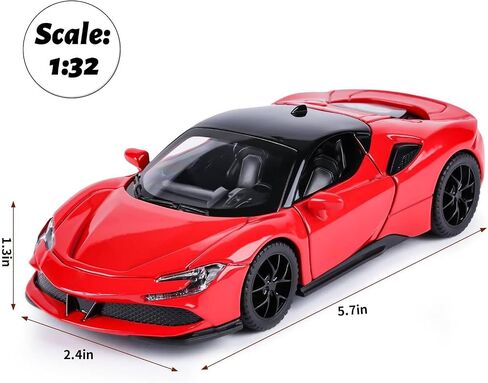 Toy Cars Ferrari Model for Kids 1:32 Diecast Metal Toy Cars,Pull Back Car with Light and Music Ferrari SF90 Toy Car Collectible Model Cars,for Boys Age 3 + Year Old in Kuwait