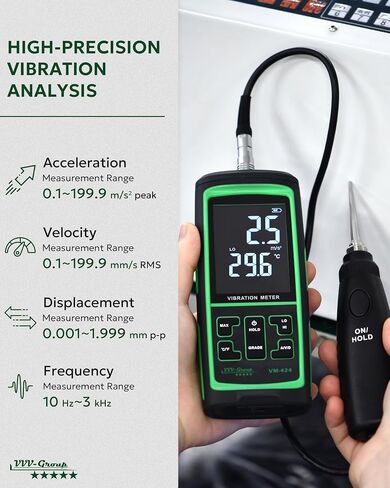 Vibration Meter Digital Vibrometer Handheld Vibration Analysis Equipment Acceleration Velocity Displacement Measurement in Kuwait