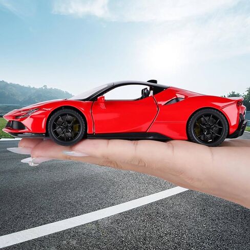 Toy Cars Ferrari Model for Kids 1:32 Diecast Metal Toy Cars,Pull Back Car with Light and Music Ferrari SF90 Toy Car Collectible Model Cars,for Boys Age 3 + Year Old in Kuwait