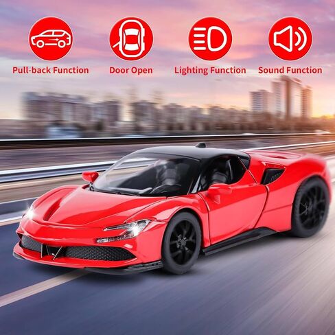 Toy Cars Ferrari Model for Kids 1:32 Diecast Metal Toy Cars,Pull Back Car with Light and Music Ferrari SF90 Toy Car Collectible Model Cars,for Boys Age 3 + Year Old in Kuwait