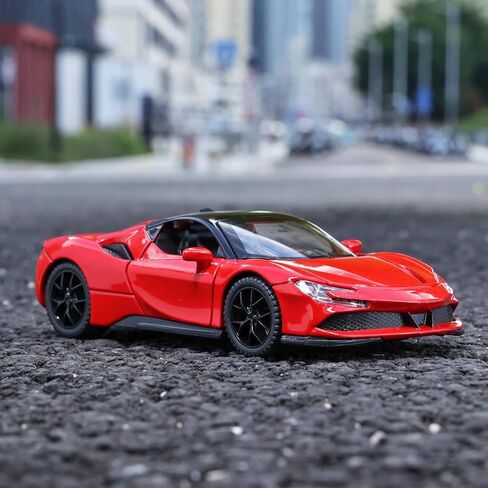 Toy Cars Ferrari Model for Kids 1:32 Diecast Metal Toy Cars,Pull Back Car with Light and Music Ferrari SF90 Toy Car Collectible Model Cars,for Boys Age 3 + Year Old in Kuwait