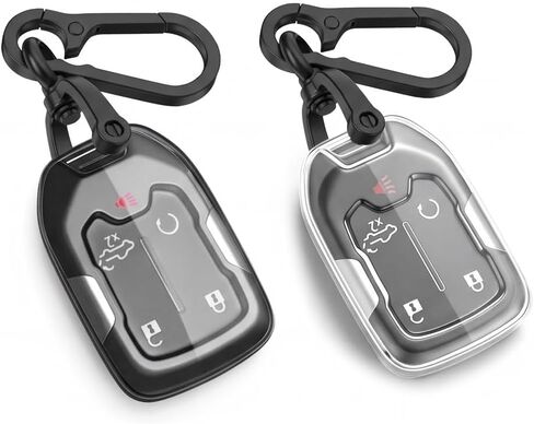 Chevy Keyless Key Fob Cover 2PCS Transparent Soft TPU Full Protection Key Shell Key Case Compatible with Chevy Silverado Suburban Tahoe GMC Acadia Sierra Terrain Yukon Protection Shell Accessories in Saudi Arabia
