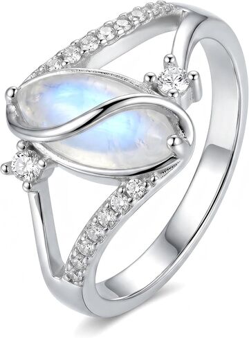 Natural Moonstone Ring for Women,New Beginnings Real Rainbow Moonstone Ring Jewelry Engagement Gift in Saudi Arabia