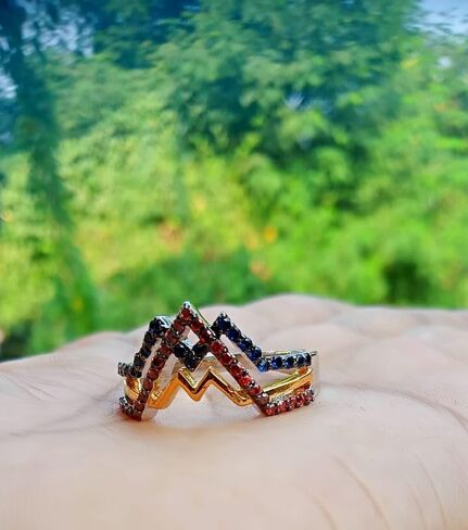 2.10 Cttw Round Shape Simulated Blue Sapphire & Simulated Red Garnet Wedding Engagement Wonder Women Collection Ring In 14K White Gold Plated 925 Sterling Silver in Saudi Arabia