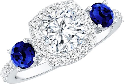 Certified Lab Grown Diamond Designer Engagement Ring, Ef-Vs Quality, Diamond Sapphire Ring - Gift For Special Occasions in Kuwait