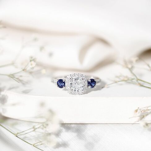 Certified Lab Grown Diamond Designer Engagement Ring, Ef-Vs Quality, Diamond Sapphire Ring - Gift For Special Occasions in Kuwait