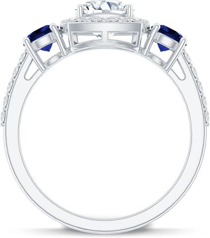 Certified Lab Grown Diamond Designer Engagement Ring, Ef-Vs Quality, Diamond Sapphire Ring - Gift For Special Occasions in Kuwait