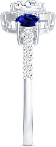 Certified Lab Grown Diamond Designer Engagement Ring, Ef-Vs Quality, Diamond Sapphire Ring - Gift For Special Occasions in Kuwait
