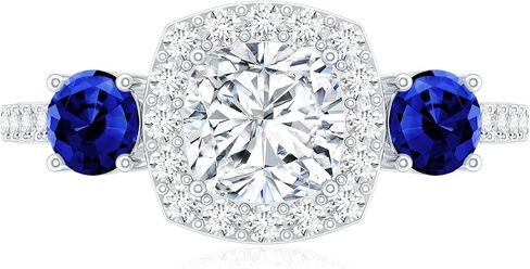 Certified Lab Grown Diamond Designer Engagement Ring, Ef-Vs Quality, Diamond Sapphire Ring - Gift For Special Occasions in Kuwait