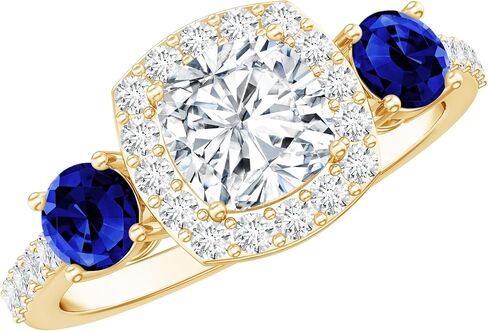 Certified Lab Grown Diamond Designer Engagement Ring, Ef-Vs Quality, Diamond Sapphire Ring - Gift For Special Occasions in Kuwait