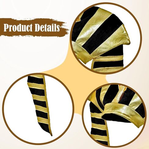 Qianly Egyptian Pharaoh Hat Costume Headdress Headpiece Accessories with Gold Embellishments and Pattern Suitable for Kids Adults Cosplay in Saudi Arabia
