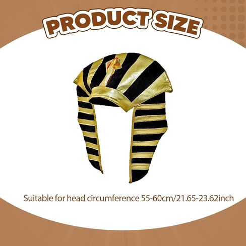 Qianly Egyptian Pharaoh Hat Costume Headdress Headpiece Accessories with Gold Embellishments and Pattern Suitable for Kids Adults Cosplay in Saudi Arabia