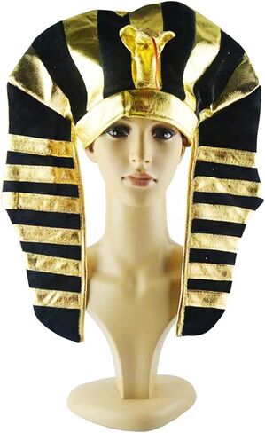 Qianly Egyptian Pharaoh Hat Costume Headdress Headpiece Accessories with Gold Embellishments and Pattern Suitable for Kids Adults Cosplay in Saudi Arabia