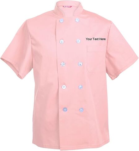 Embroidered Men's Chef Coat Short Sleeve Chef Shirt Cook Coat Personalized with Your Text in Saudi Arabia