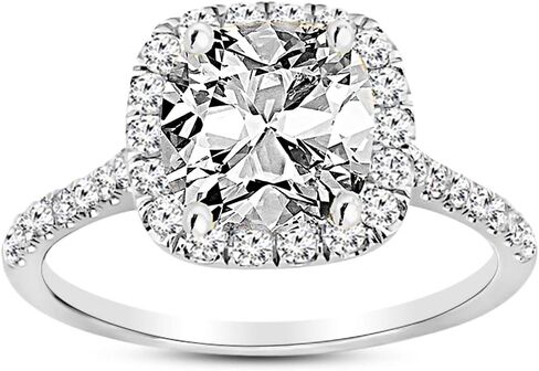 هيوستن دايموند ديستريكت 3 قيراط LAB GROWN DIAMOND Halo خاتم خطوبة ألماس مقطوع على شكل وسادة (E-F اللون VS1-VS2 وضوح 2.5 قيراط مركزي) in Kuwait