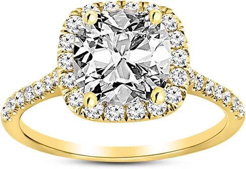 هيوستن دايموند ديستريكت 3 قيراط LAB GROWN DIAMOND Halo خاتم خطوبة ألماس مقطوع على شكل وسادة (E-F اللون VS1-VS2 وضوح 2.5 قيراط مركزي) in Kuwait