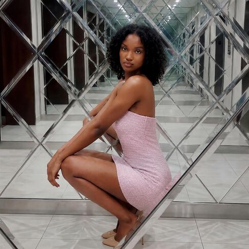 Women Tweed Strapless Bodycon Dress Elegant Pink White Plaid Tube Short Mini Party Dresses in Kuwait