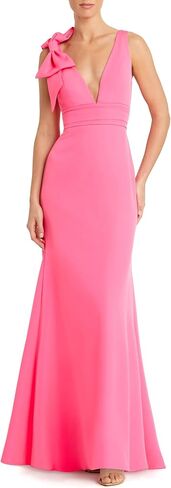 Sleeveless V Neck Bow Detail Mermaid Gown Black in Saudi Arabia