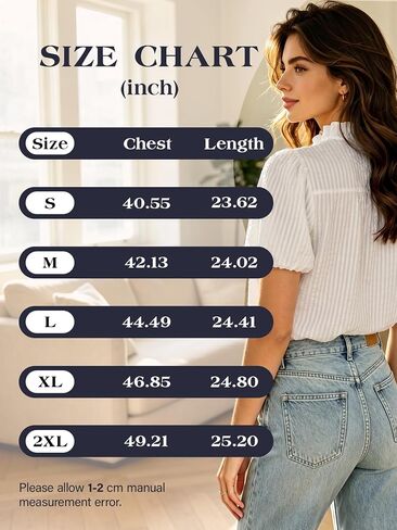 KASBAH Womens Short Puff Sleeve Shirt Summer Striped Button Down Shirt Women Puffy Sleeves Tops for Women Ruffle Tops in Saudi Arabia