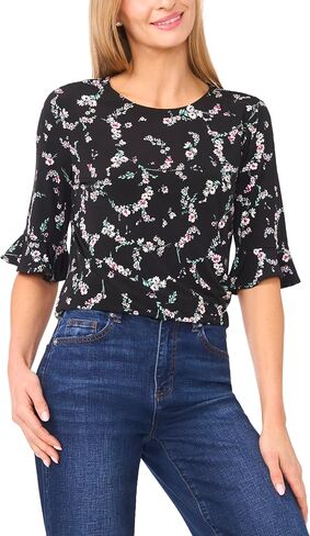 CeCe Women's 3/4 Sleeve Ruffle Cuff Knit Top in Kuwait
