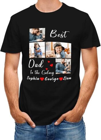Dad Shirts Gift for Father's Day Custom T-Shirts for Men Personalized Shirts with Photo Gift for Dad Grandpa Men in Saudi Arabia