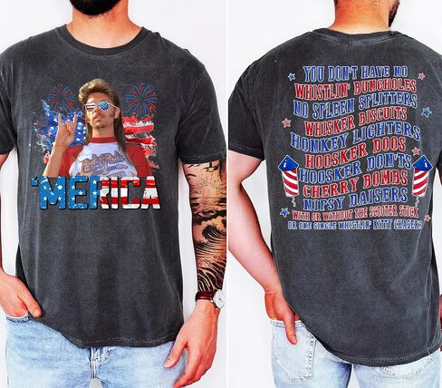 Joe Dirt 4th of July T-Shirt | Funny America Movie Quote Tee | Patriotic Men's Shirt | Independence Day Gift | Life's A Garden Dig It Mullet Tee in Saudi Arabia