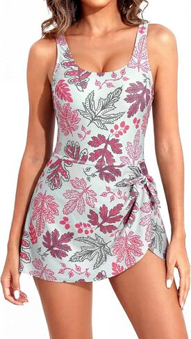 Pleneal One Piece Swim Dress Swimsuits Bathing Suit for Women, Tummy Control Full Coverage with Skirt for Beach Pool Vacation in Saudi Arabia