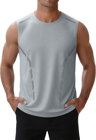 Tank Tops Men Lightweight Quick-Dry Athletic Stretch Sleeveless Running Muscle Shirt for Gym Beach & Casual Summer in Saudi Arabia