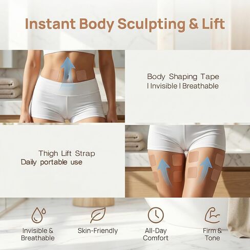 Foleto 60 Pcs Thigh Lift Tape Body Tape for Women, Skin Tape for Loose Skin, Body Tape for Loose Skin, Thigh Tape for Sagging Skin- Anti-Friction in Saudi Arabia