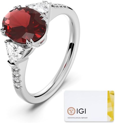 Iefil 1.66-2.56 CT Lab Grown Birthstone Rings للنساء، 0.68CT عصابات مويسانيتي تم إنشاؤها في المختبر للنساء، معتمدة من IGI، 925 فضة استرليني مع طلاء الروديوم، مقاس 6-8 in Kuwait