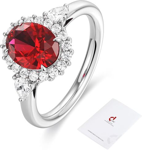 Iefil 1.66-2.56 CT Lab Grown Oval Birthstone Rings for Women, Lab-Created Moissanite Bands for Women, GRC Certified, 925 Sterling Silver with Rhodium Plating, Size 6-8 in Kuwait