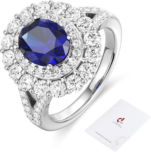 Iefil 1.66-2.56 CT Lab Grown Birthstone Rings للنساء، عصابات زفاف مويسانيتي تم إنشاؤها في المختبر للنساء، معتمدة من GRC، 925 فضة استرليني مع طلاء الروديوم، مقاس 6-8 in Kuwait
