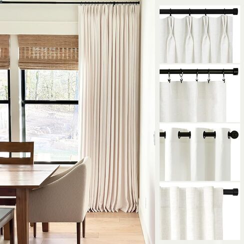 HOMERILLA Lille Linen Custom Curtains,Blackout Curtains/Room Darkening Curtains,Sliding Glass Door Curtains,Size Customizable,38 Colors for Choosing,Multi-Type Hanging Styles,1 Panel in Saudi Arabia