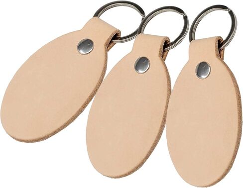 10 Pack Natural Leather Keychains - Blank Stamping Ready Keyrings | Stamping , Tooling, Embossing, Engraving and Painting ready in Saudi Arabia