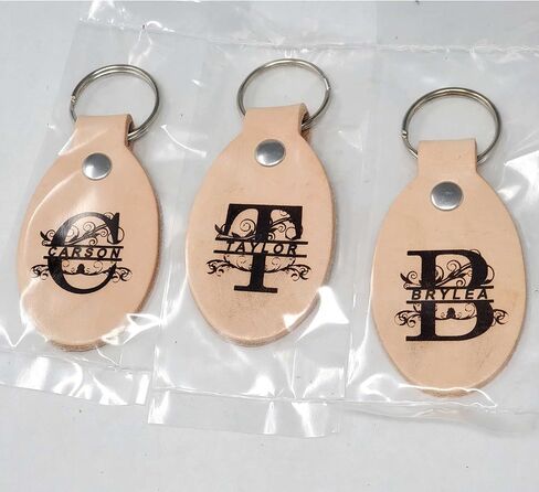 10 Pack Natural Leather Keychains - Blank Stamping Ready Keyrings | Stamping , Tooling, Embossing, Engraving and Painting ready in Saudi Arabia
