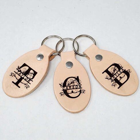 10 Pack Natural Leather Keychains - Blank Stamping Ready Keyrings | Stamping , Tooling, Embossing, Engraving and Painting ready in Saudi Arabia